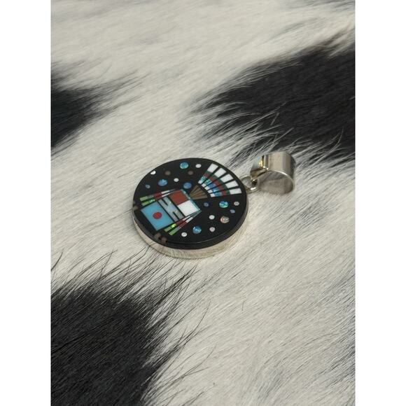 Native American Sterling Silver Inlaid Turquoise Opal Galaxy Kachina Pendant SM - Picture 2 of 9